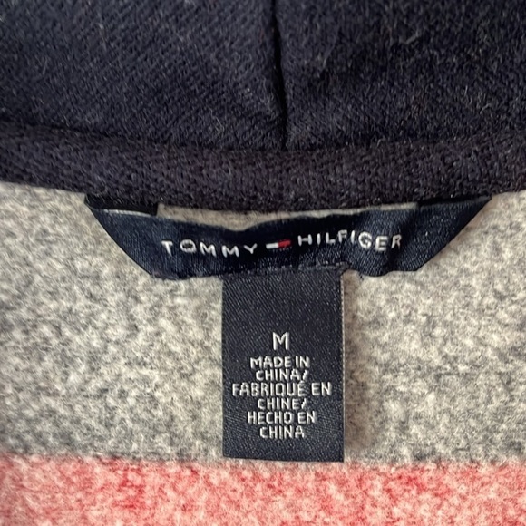 Tommy Hilfiger Sweatshirt Cardigan Red & Blue Striped Long Sleeve Button Size M - Picture 5 of 15